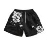 Anime GYM Mesh Shorts Sakura Pattern Black Gym Shorts