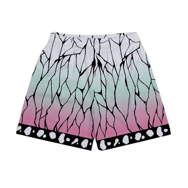 Demon Slayer Workout Shorts Shinobu Kocho Insect Breathing Anime Gym Shorts Pink