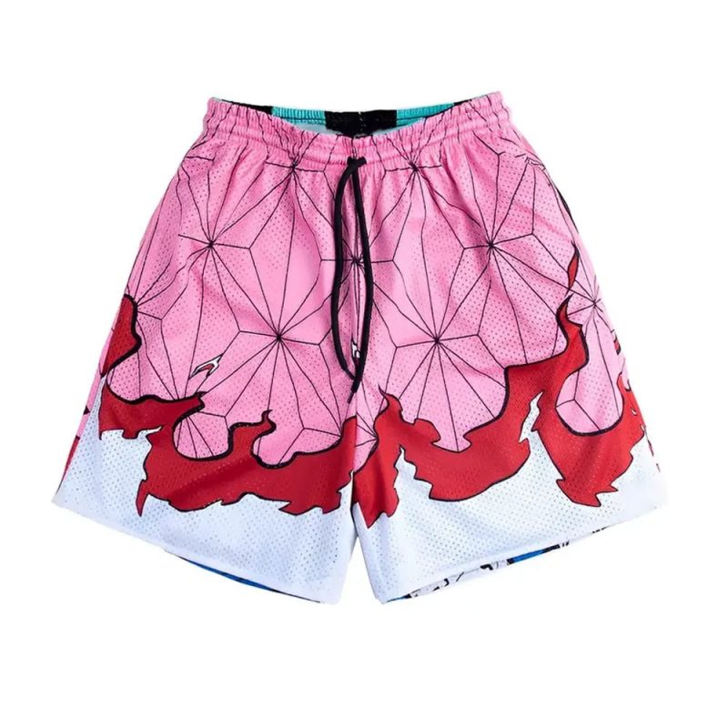 Anime Workout Gear Pinkmelt Shorts Demon Slayer Shorts Nezuko Kamado Burning Shorts