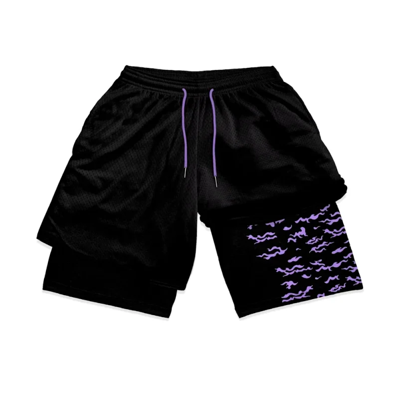 Sasuke Uchiha Curse Mark Performance Gym Shorts Anime Naruto