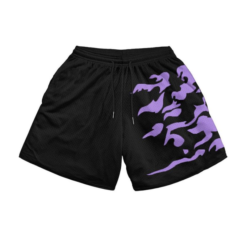 Naruto Gear Anime Shorts Sasuke Uchiha Curse Mark Anime Workout Shorts