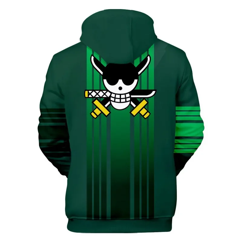 001-Roronoa Zoro One Piece Hoodie Green-back