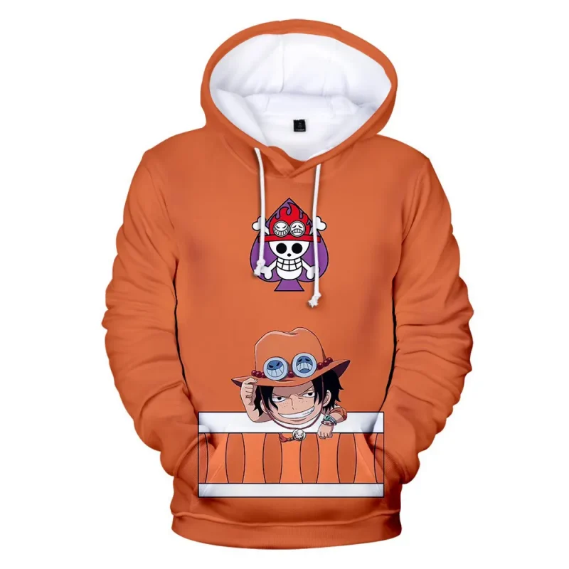 Portgaz D. Ace One Piece Hoodie Orange Gym Anime Hoodies