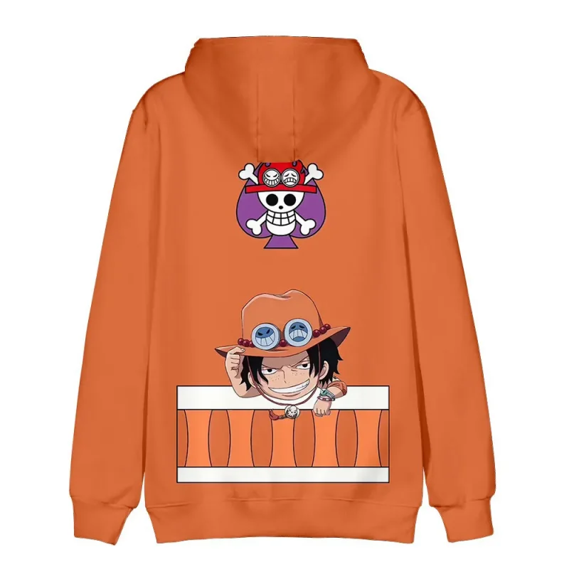 002-Portgaz D. Ace One Piece Hoodie Orange One Piece Anime Hoodie-back