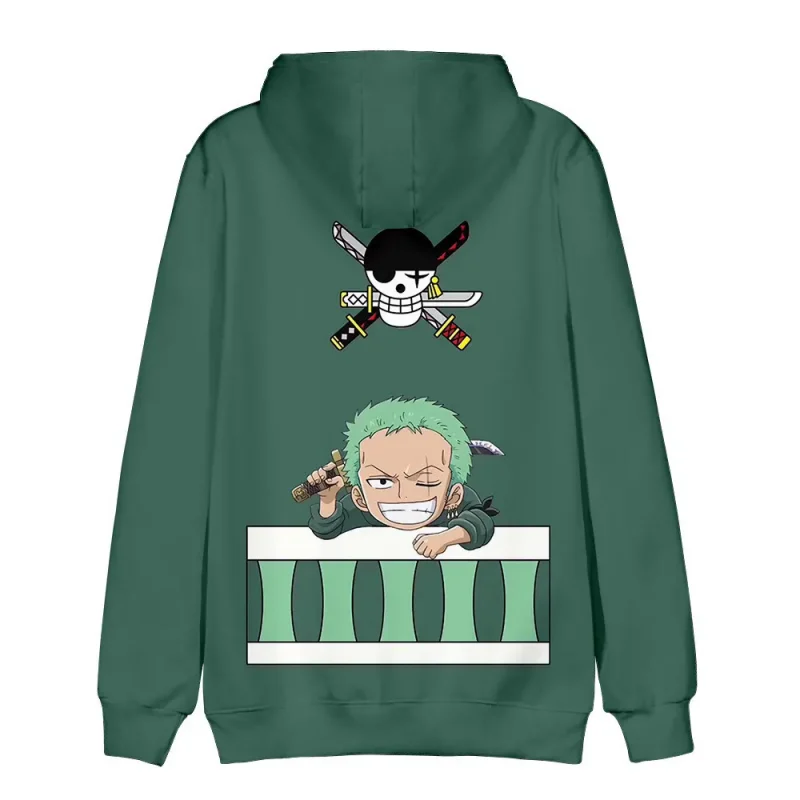 004-One Piece Zoro Hoodie Roronoa Zoro Green-back