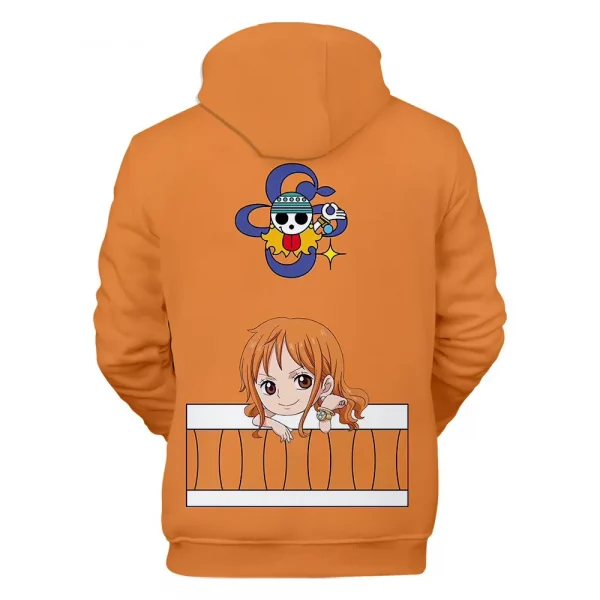 006-Anime Hoodie One Piece Nami Orange-back