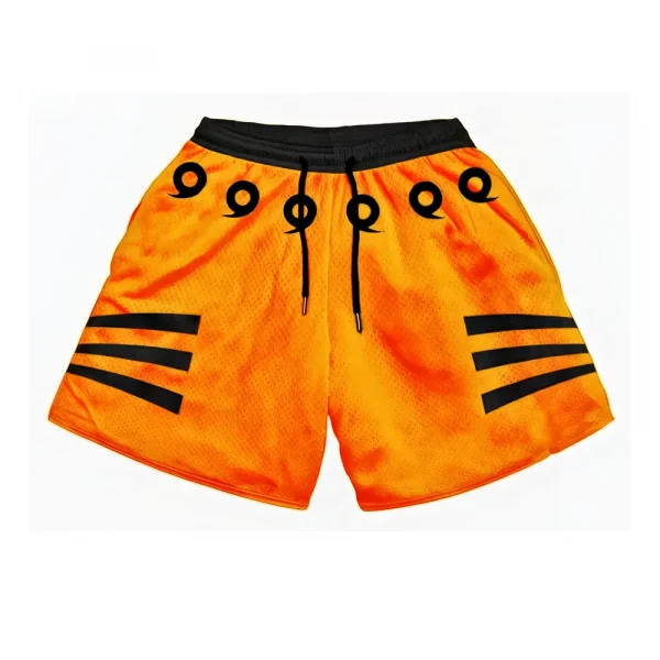 Anime Naruto Shorts Uchiha Madara's Mangekyou Sharingan Gym Shorts Anime Orange