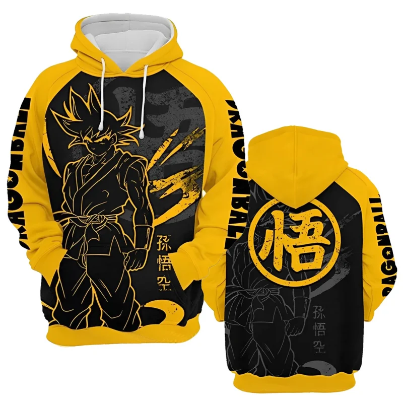 Dragon Ball Hoodie Super Goku Yellow-Front & Back